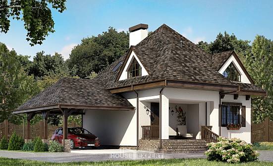 110-002-Л Проект двухэтажного дома мансардой, гараж, бюджетный дом из теплоблока Владикавказ | Проекты домов от House Expert