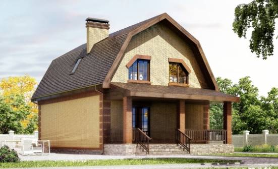 130-005-Л Проект двухэтажного дома мансардой, бюджетный коттедж из газобетона Владикавказ | Проекты домов от House Expert
