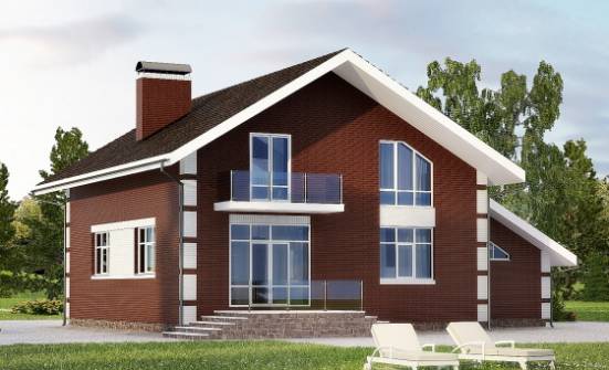 180-001-Л Проект двухэтажного дома мансардный этаж и гаражом, доступный загородный дом из поризованных блоков Владикавказ | Проекты домов от House Expert