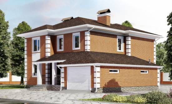 220-004-Л Проект двухэтажного дома и гаражом, уютный дом из кирпича Владикавказ | Проекты домов от House Expert