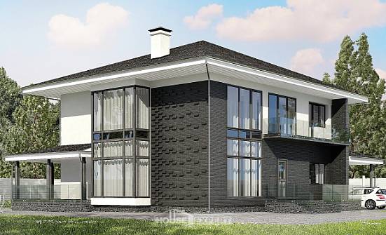 245-002-П Проект двухэтажного дома и гаражом, красивый загородный дом из блока Владикавказ | Проекты домов от House Expert