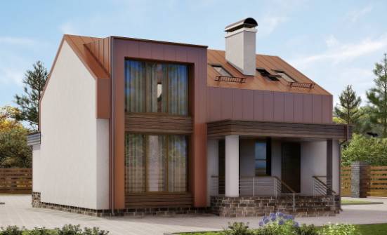 120-004-Л Проект двухэтажного дома мансардный этаж, бюджетный дом из бризолита Владикавказ | Проекты домов от House Expert