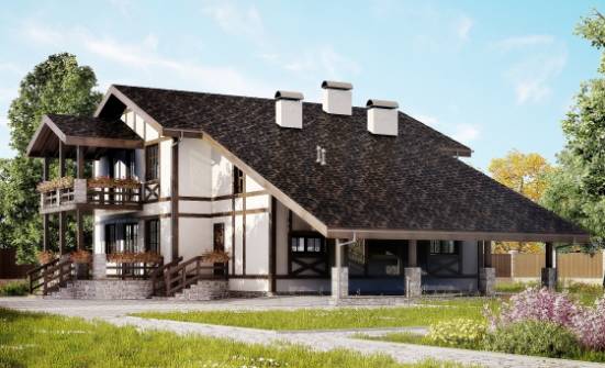 250-002-Л Проект двухэтажного дома мансардой и гаражом, классический загородный дом из кирпича Владикавказ | Проекты домов от House Expert