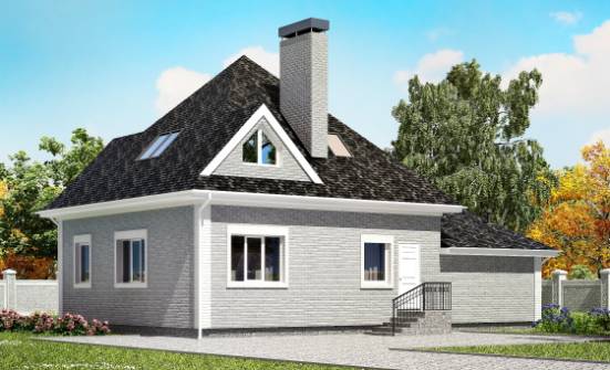 135-001-Л Проект двухэтажного дома мансардой и гаражом, недорогой коттедж из кирпича Владикавказ | Проекты домов от House Expert