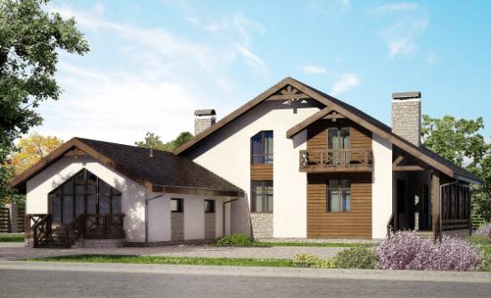 265-001-П Проект двухэтажного дома с мансардой, гараж, красивый домик из твинблока Владикавказ | Проекты домов от House Expert