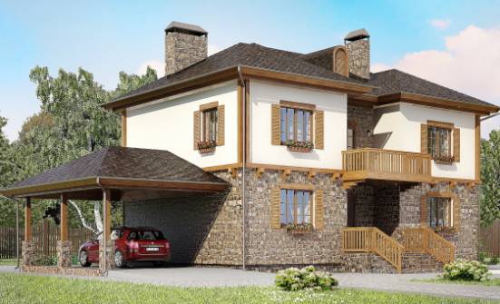 155-006-Л Проект двухэтажного дома и гаражом, классический домик из арболита Владикавказ | Проекты домов от House Expert