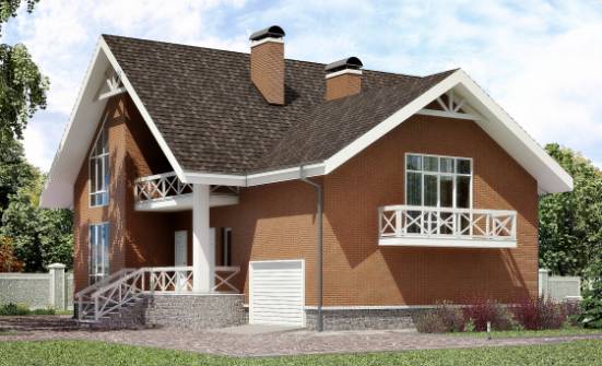 215-001-П Проект двухэтажного дома с мансардой, гараж, средний загородный дом из газобетона Владикавказ | Проекты домов от House Expert