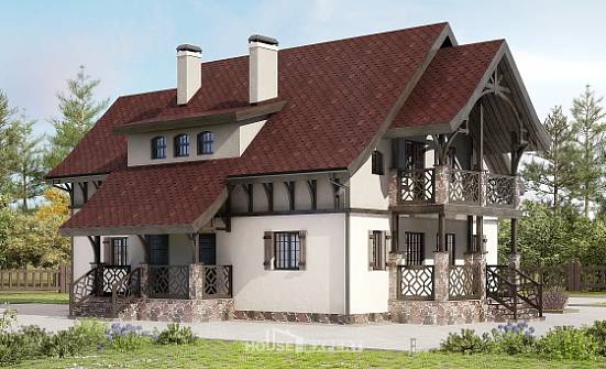 180-014-П Проект двухэтажного дома с мансардным этажом, классический домик из арболита Владикавказ | Проекты домов от House Expert