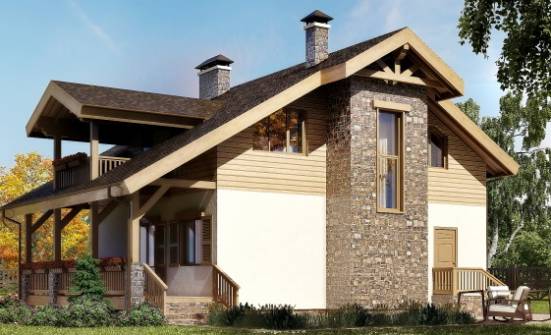 150-004-П Проект двухэтажного дома мансардой, уютный коттедж из газосиликатных блоков Владикавказ | Проекты домов от House Expert