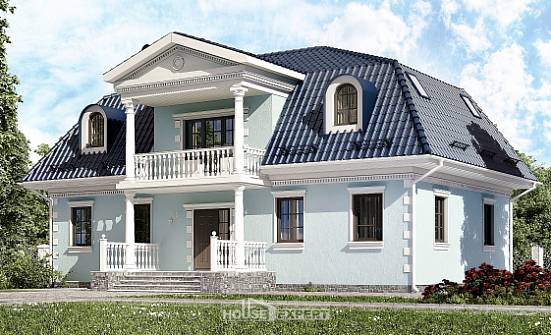 210-004-Л Проект двухэтажного дома мансардой, просторный домик из газосиликатных блоков Владикавказ | Проекты домов от House Expert