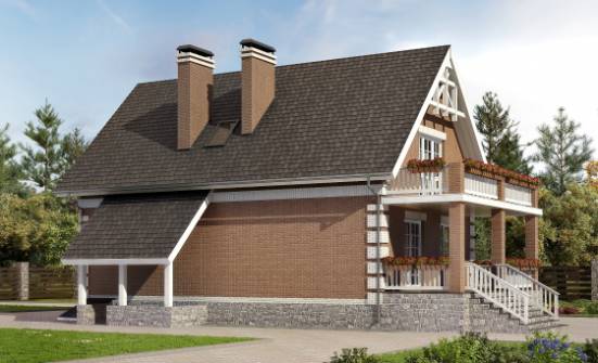 200-009-Л Проект трехэтажного дома мансардой, гараж, средний коттедж из пеноблока Владикавказ | Проекты домов от House Expert