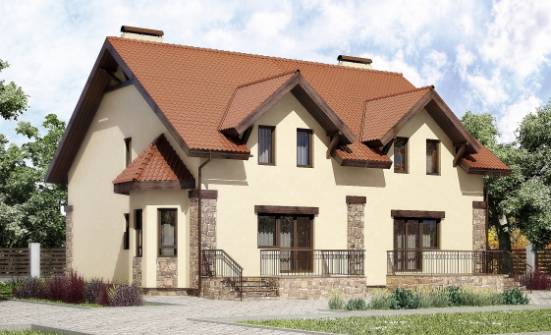 240-001-П Проект двухэтажного дома мансардой, современный дом из твинблока Владикавказ | Проекты домов от House Expert