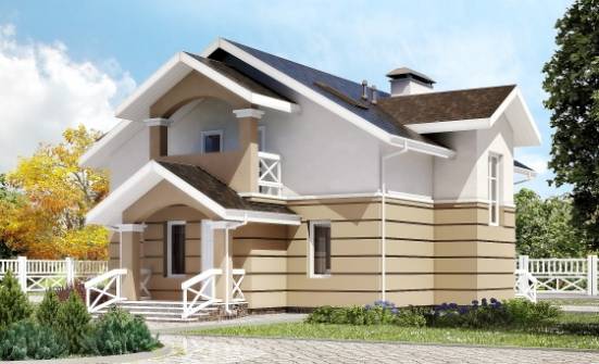 155-009-П Проект двухэтажного дома с мансардным этажом, простой коттедж из пеноблока Владикавказ | Проекты домов от House Expert