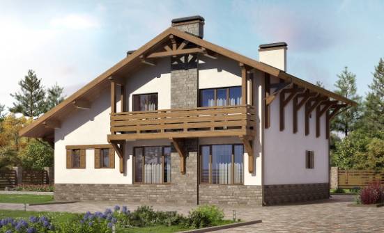 190-007-П Проект двухэтажного дома с мансардой, гараж, красивый домик из кирпича Владикавказ | Проекты домов от House Expert