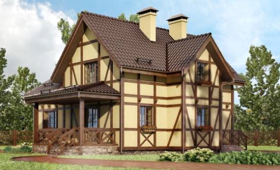 160-003-П Проект двухэтажного дома мансардой, бюджетный загородный дом из твинблока Владикавказ | Проекты домов от House Expert