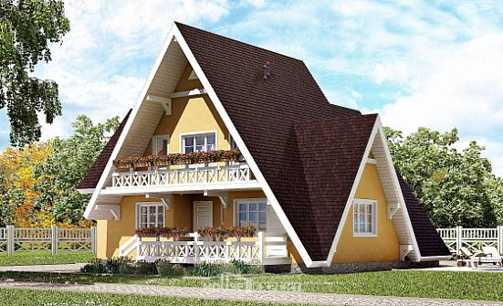 155-008-П Проект двухэтажного дома с мансардой, экономичный коттедж из бревен Владикавказ | Проекты домов от House Expert