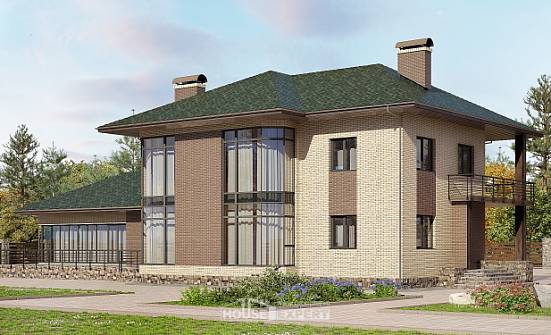 305-003-П Проект двухэтажного дома, современный загородный дом из блока Владикавказ | Проекты домов от House Expert