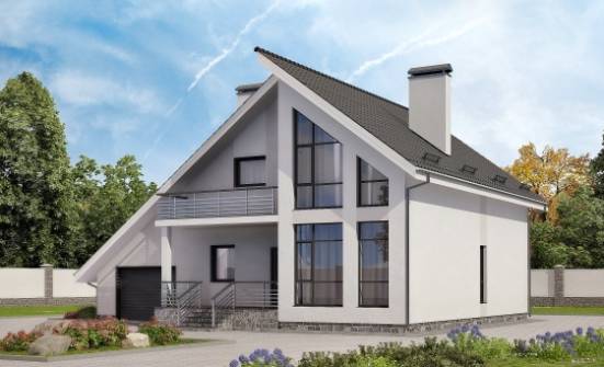 200-007-Л Проект двухэтажного дома с мансардой и гаражом, просторный дом из теплоблока Владикавказ | Проекты домов от House Expert