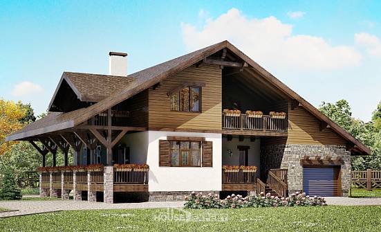 220-005-П Проект двухэтажного дома с мансардным этажом, гараж, классический загородный дом из кирпича Владикавказ | Проекты домов от House Expert