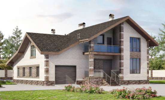 245-005-П Проект двухэтажного дома с мансардой, гараж, средний дом из арболита Владикавказ | Проекты домов от House Expert