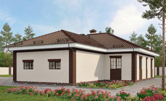 160-015-П Проект одноэтажного дома, гараж, недорогой коттедж из теплоблока Владикавказ | Проекты одноэтажных домов от House Expert