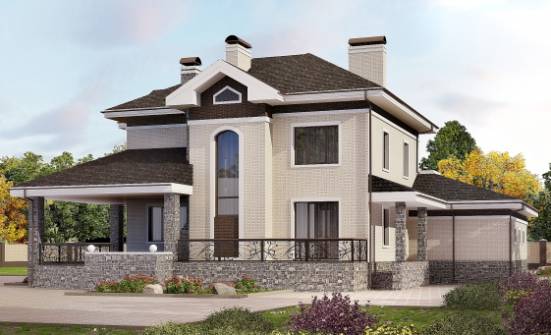 365-001-Л Проект трехэтажного дома и гаражом, просторный дом из кирпича Владикавказ | Проекты домов от House Expert