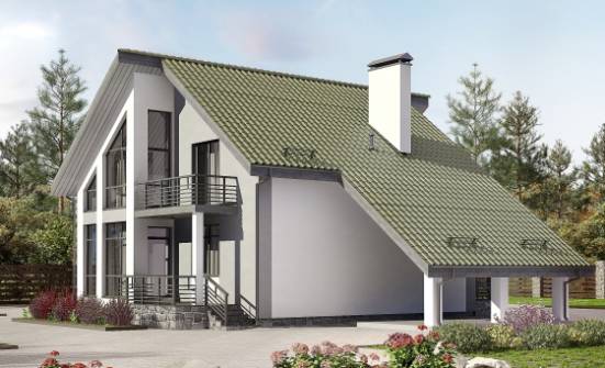 170-009-Л Проект двухэтажного дома с мансардой, гараж, простой домик из арболита Владикавказ | Проекты домов от House Expert