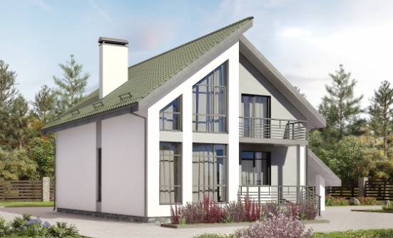 170-009-Л Проект двухэтажного дома с мансардой, гараж, простой домик из арболита Владикавказ | Проекты домов от House Expert