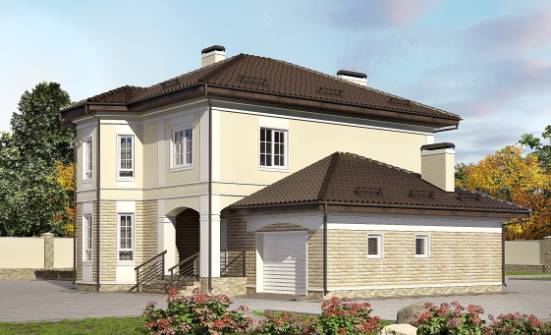 220-007-П Проект двухэтажного дома и гаражом, классический домик из кирпича Владикавказ | Проекты домов от House Expert