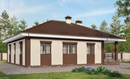 160-015-П Проект одноэтажного дома, гараж, недорогой коттедж из теплоблока Владикавказ | Проекты одноэтажных домов от House Expert