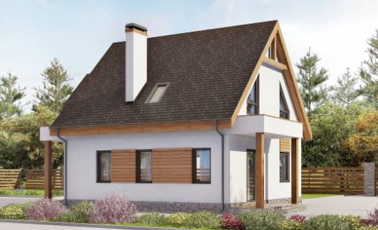 120-005-П Проект двухэтажного дома мансардой и гаражом, бюджетный домик из теплоблока Владикавказ | Проекты домов от House Expert