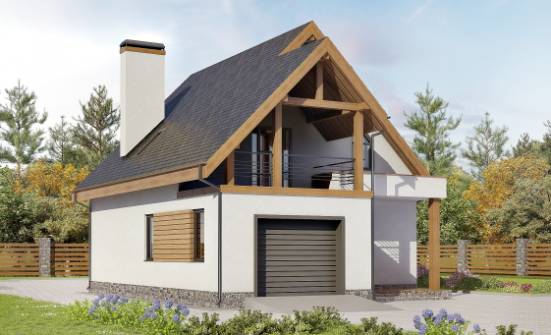 120-005-П Проект двухэтажного дома мансардой и гаражом, бюджетный домик из теплоблока Владикавказ | Проекты домов от House Expert