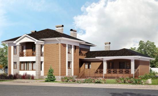 520-002-Л Проект трехэтажного дома и гаражом, огромный домик из арболита Владикавказ | Проекты домов от House Expert