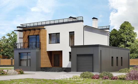 260-002-П Проект двухэтажного дома, гараж, огромный загородный дом из газобетона Владикавказ | Проекты домов от House Expert