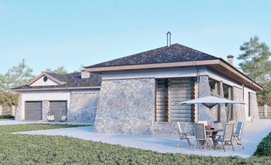 280-004-Л Проект одноэтажного дома, гараж, уютный домик из арболита Владикавказ | Проекты одноэтажных домов от House Expert
