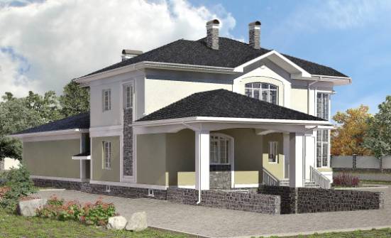 620-001-Л Проект трехэтажного дома и гаражом, огромный домик из газосиликатных блоков Владикавказ | Проекты домов от House Expert