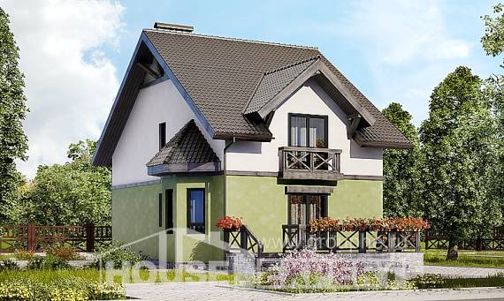 120-003-П Проект двухэтажного дома с мансардой, скромный домик из поризованных блоков Владикавказ, House Expert