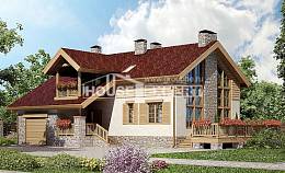165-002-П Проект двухэтажного дома мансардой и гаражом, современный домик из бризолита Владикавказ, House Expert