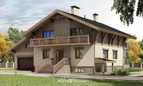 420-001-Л Проект трехэтажного дома мансардный этаж и гаражом, красивый коттедж из кирпича Владикавказ | Проекты домов от House Expert