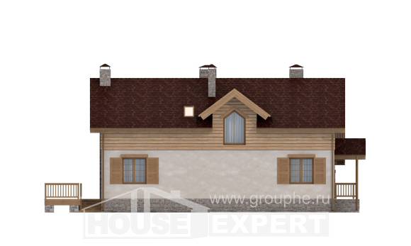 165-002-П Проект двухэтажного дома мансардой и гаражом, бюджетный домик из арболита Владикавказ, House Expert
