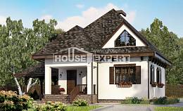 110-002-Л Проект двухэтажного дома мансардой, гараж, скромный домик из блока Владикавказ, House Expert
