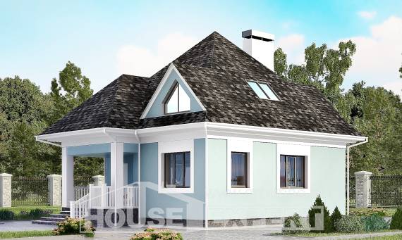 110-001-Л Проект двухэтажного дома мансардой, простой коттедж из газобетона Владикавказ, House Expert