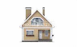 130-004-П Проект двухэтажного дома мансардой, бюджетный загородный дом из пеноблока Владикавказ, House Expert