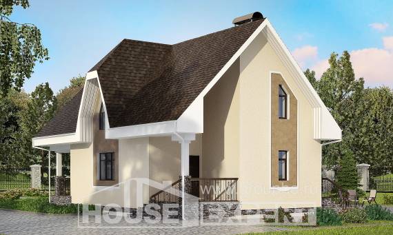 125-001-Л Проект двухэтажного дома мансардный этаж, компактный загородный дом из керамзитобетонных блоков Владикавказ, House Expert