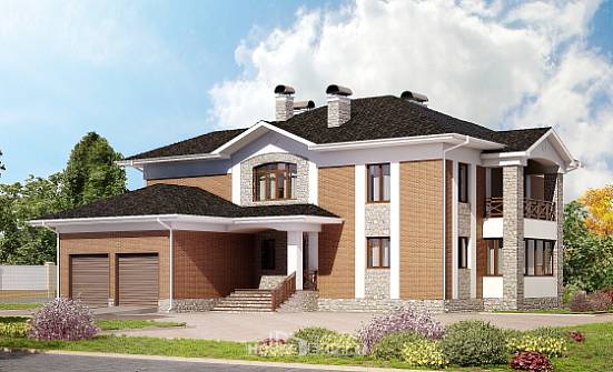 520-002-Л Проект трехэтажного дома и гаражом, уютный дом из газобетона Владикавказ | Проекты домов от House Expert