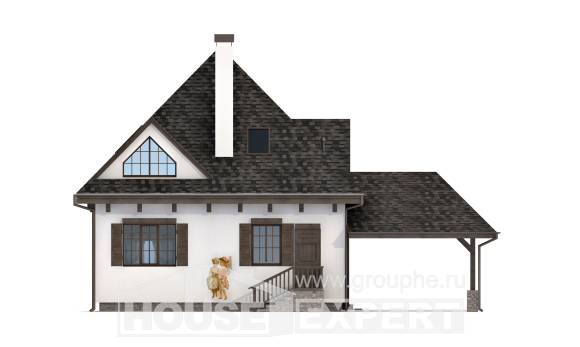 110-002-Л Проект двухэтажного дома мансардой, гараж, небольшой домик из газобетона Владикавказ, House Expert