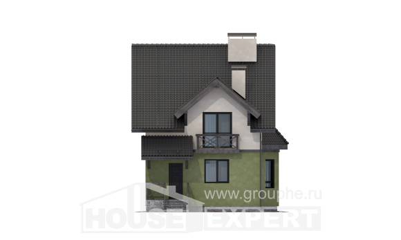 120-003-П Проект двухэтажного дома мансардой, скромный коттедж из твинблока Владикавказ, House Expert