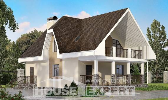125-001-Л Проект двухэтажного дома с мансардным этажом, компактный дом из твинблока Владикавказ, House Expert
