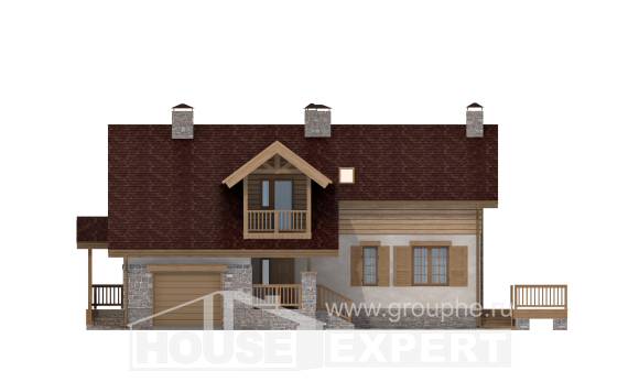 165-002-П Проект двухэтажного дома мансардный этаж и гаражом, уютный домик из арболита Владикавказ, House Expert