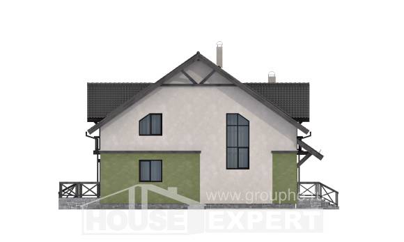 120-003-П Проект двухэтажного дома мансардой, бюджетный загородный дом из газобетона Владикавказ, House Expert
